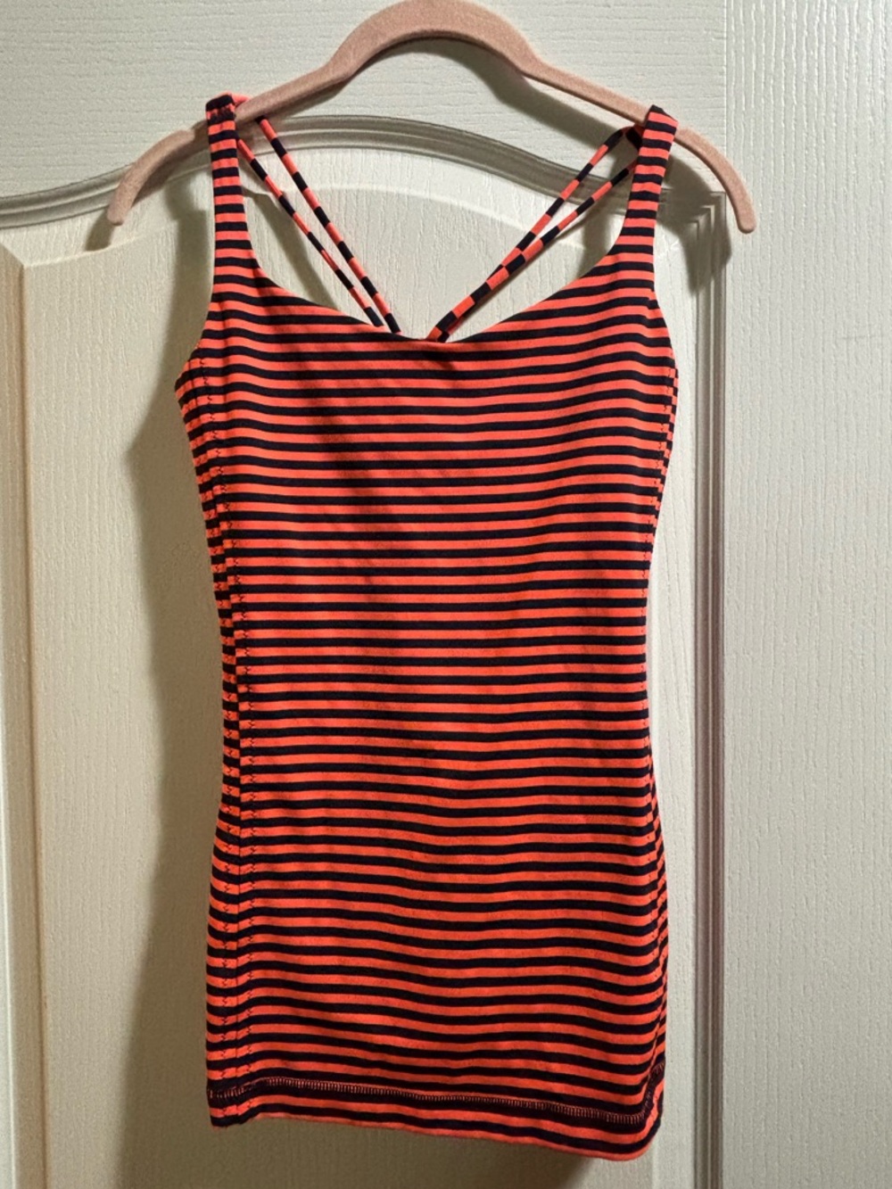 Lululemon Free To Be Tank Flare Orange and Navy Blue Womens 8